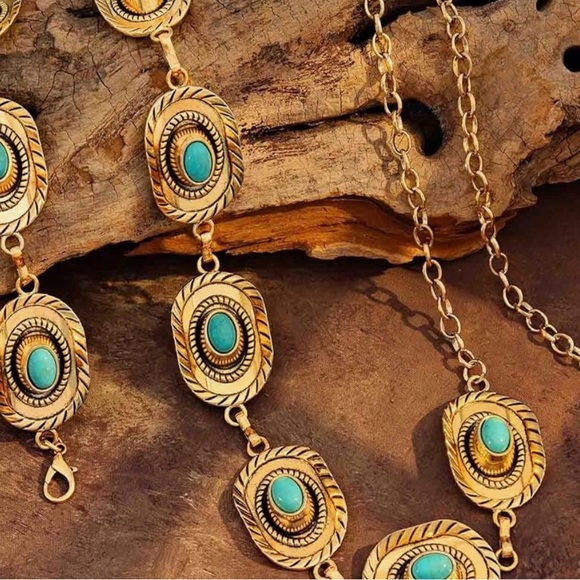 Western Turquoise Belt, Chain Belt New - Picture 4 of 4